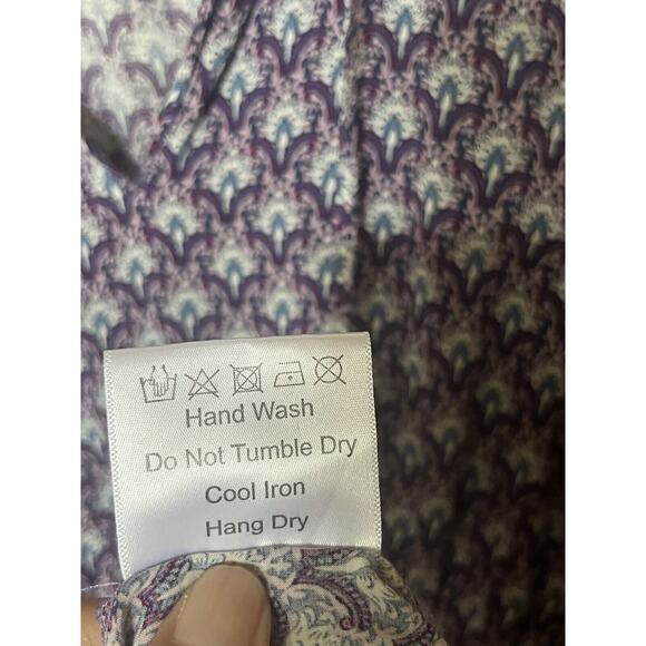 Anthropologie OPT Sz Medium Purple Floral Long Sleeve Short Elastic Waist Dress - Picture 8 of 8